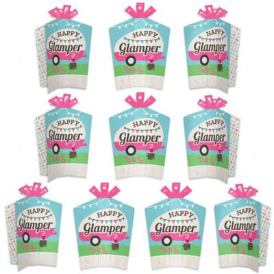 10 Count Table Decorations Camp Glamp Party or Birthday Party Fold and Flare Centerpieces Big Dot of Happiness Let’s Go Glamping 